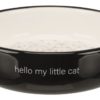 Katteskål "hello my little cat" sort og hvit