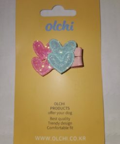 Olchi Heart Hårspenne Lyseblå 2pk