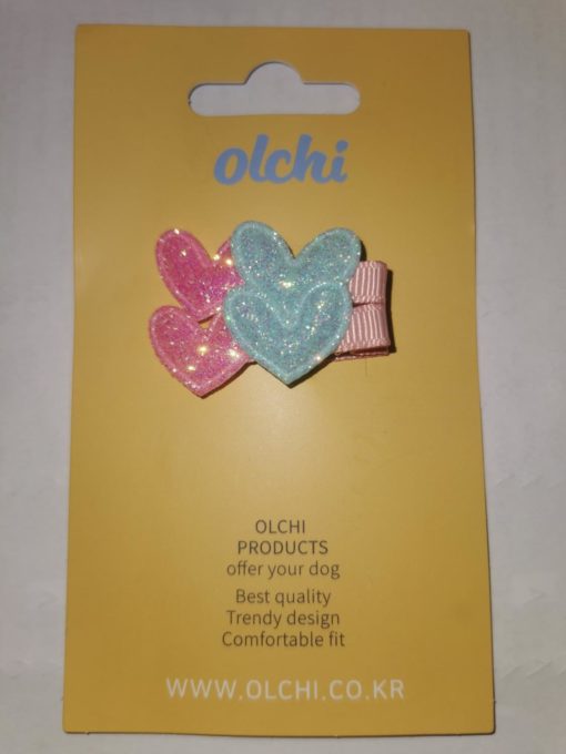 Olchi Heart Hårspenne Lyseblå 2pk