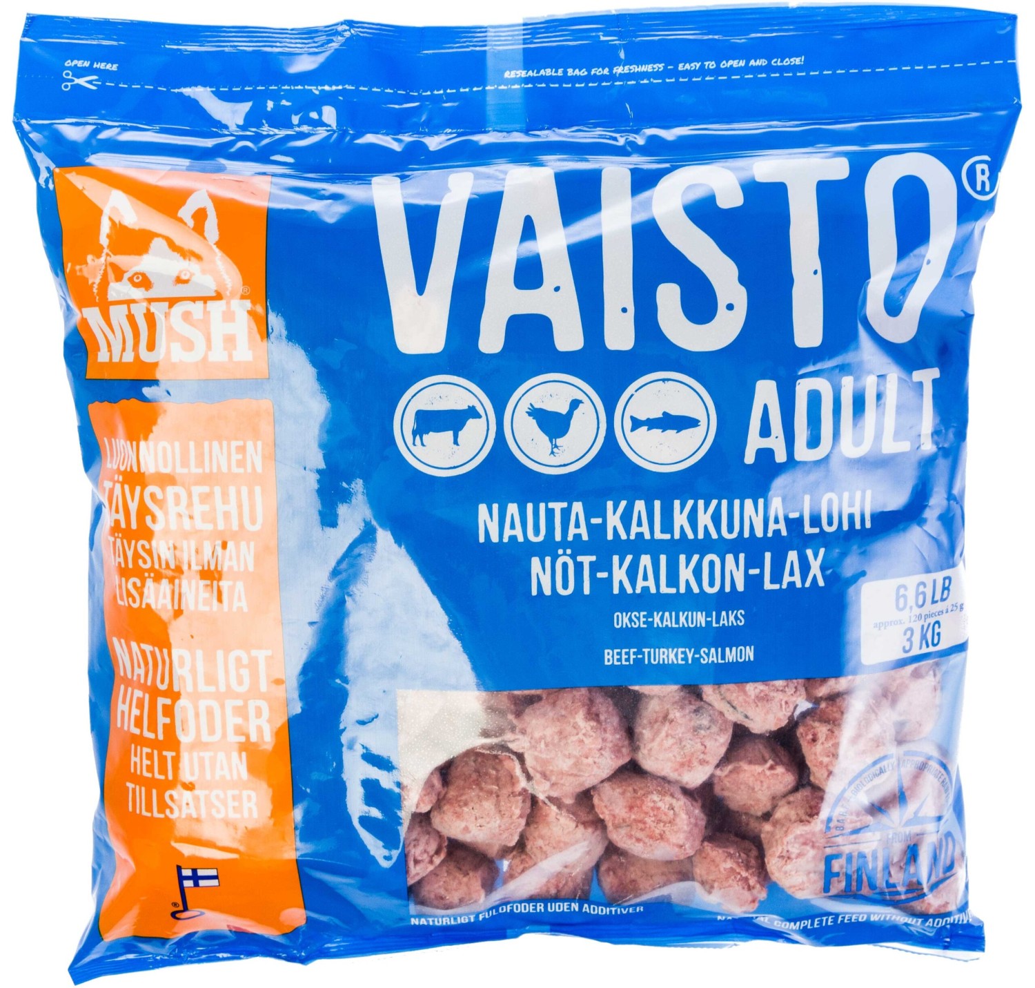 Mush vaisto blå (storfe/kalkun/laks) 3kg