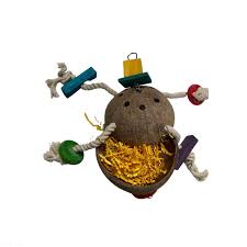 Fugleleke Konosnøtt Med Tau Og Treklosser 30cm