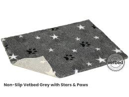 Vet bed nonslip grå stjerne og poter 100x75cm