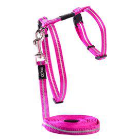 Rogz alleycat sele med kobbel xs rosa