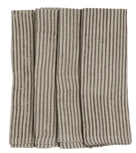 Chamois- Napkin Stripe Linen Grey 45*45  2 stk