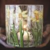 Lysglass med narcisser, 9x10 cm