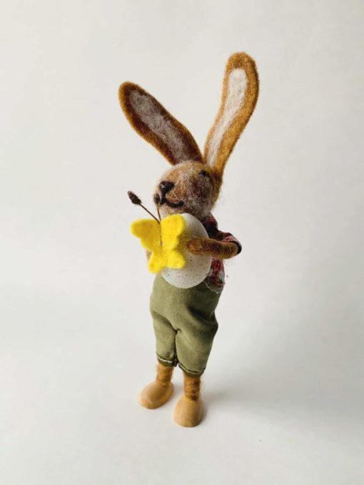 Påskepynt Hare med påskeegg, 22 cm