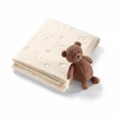Koseteppe med bamse | creme