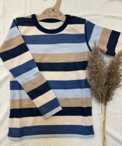 Hust and claire genser | ull/bambus | beige/blå striper