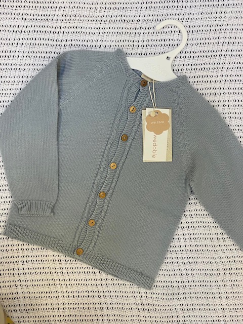 Wedoble strikket cardigan | 100% merinoull | lys blå