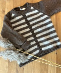 Joha cardigan ullfleece | brun stripet