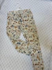 Joha leggings | merinoull | offwhite med blomster