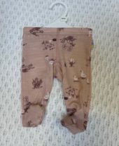 Joha leggings med fot | ull/bambus | rosa med dyr