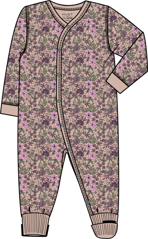 Hust and claire ull/bambus heldress | rosa med blomster