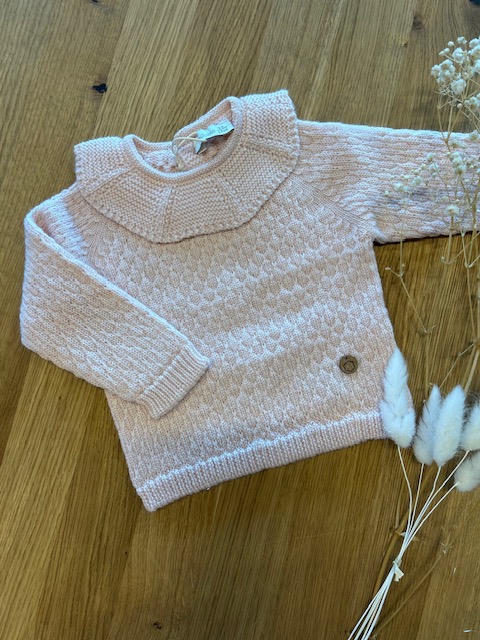 Wedoble perlestrikket genser | merinoull | rosa