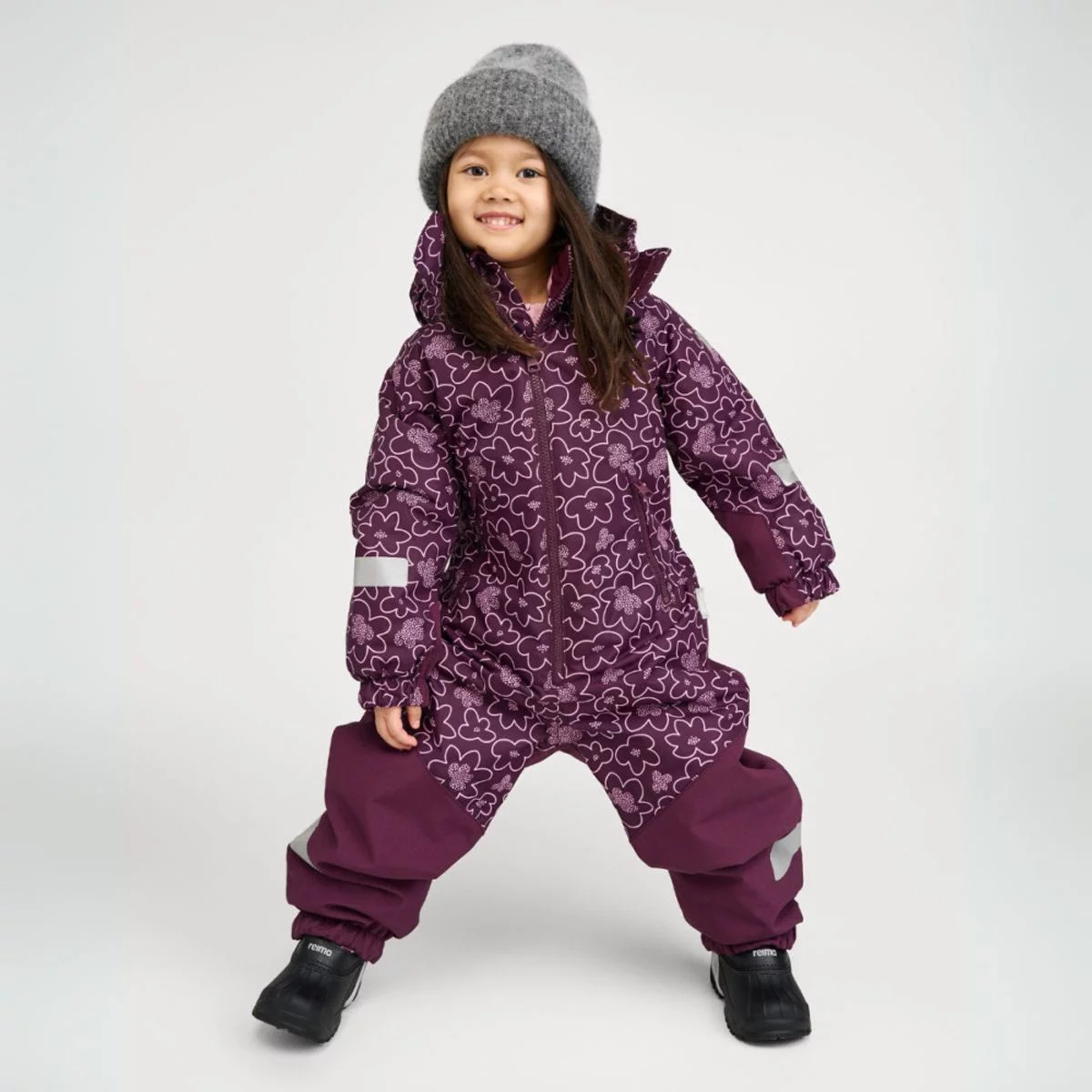 Reima Kurikka vinterdress | mørk plomme med blomster