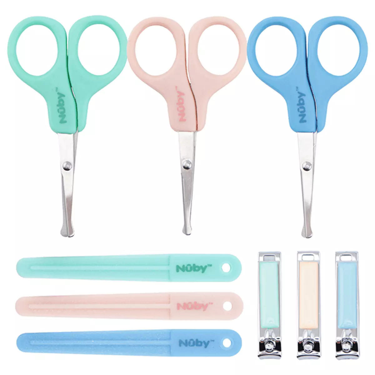 Nuby neglpleie sett | grønn / rosa / blå