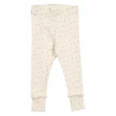 Müsli leggings med rysjer | creme med blomster