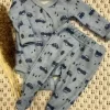 Joha leggings med fot | ull/bambus | blå med biler