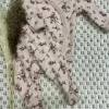 Joha leggings med fot | ull/bambus | rosa med blomster