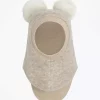 Huttelihut ullbalaclava | beige med alpakka dusker