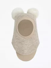 Huttelihut ullbalaclava | beige med alpakka dusker
