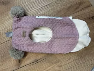Kivat ull balaclava | rosa vaffelstrikk -beige dusker