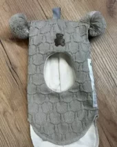 Kivat ull balaclava | beige boblestrikk med bamse