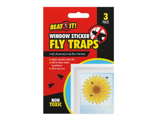 Beat It Window Sticker Fly Traps 3pk
