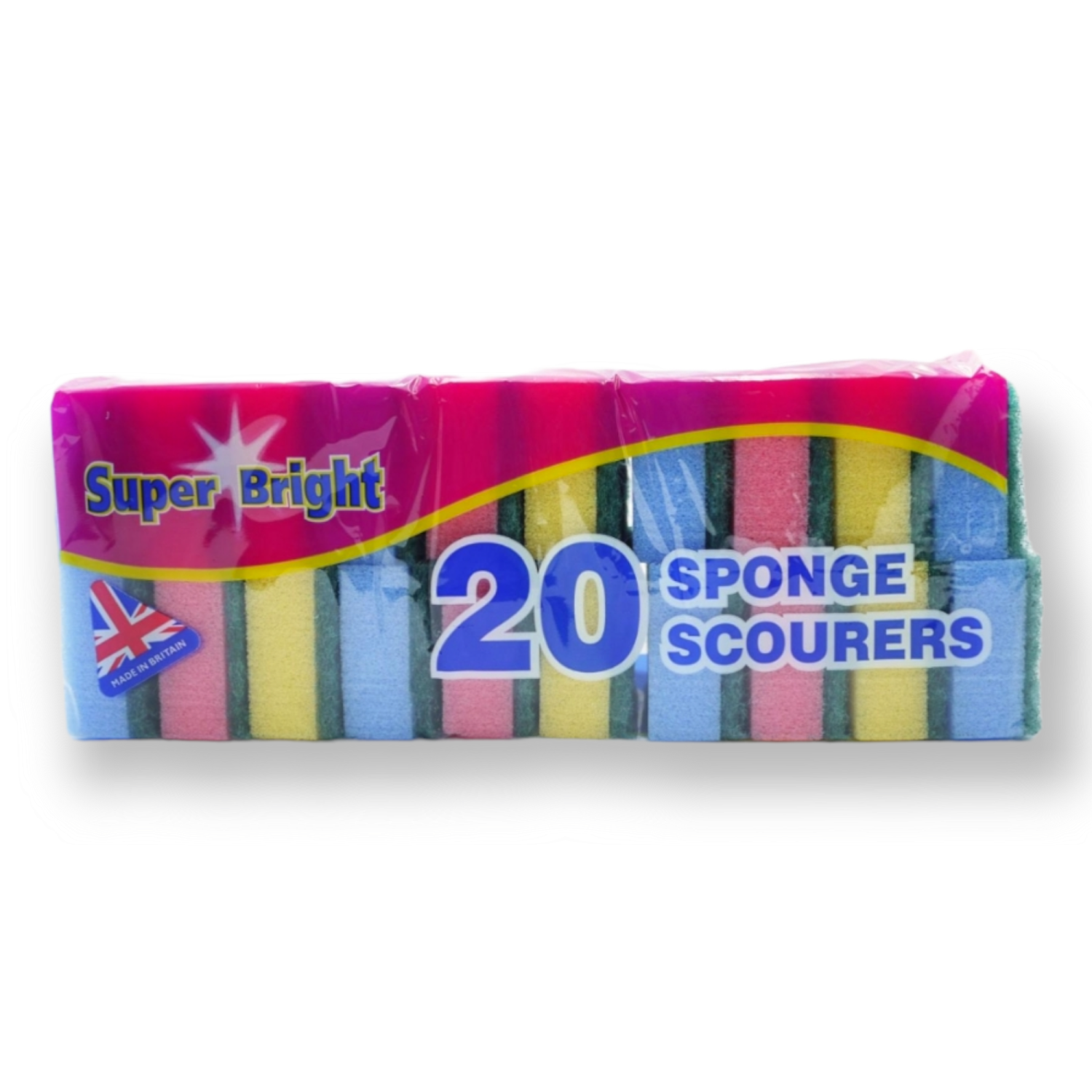 Super Bright Sponge Scourers Colour 20pk