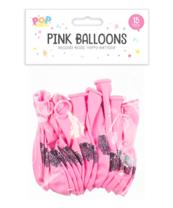 Pop Happy Birthday Ballonger Rosa 15pk