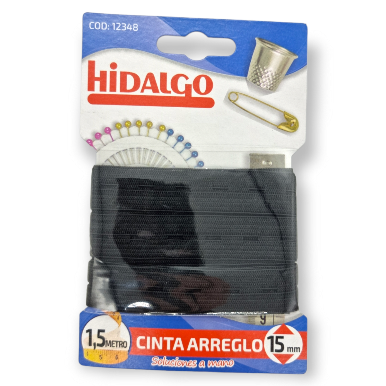 Hidalgo Strikk m/knapphull Svart 15mmx1,5m