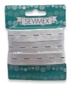Sevimex Strikk m/Knapphull Hvit 15mmx2m