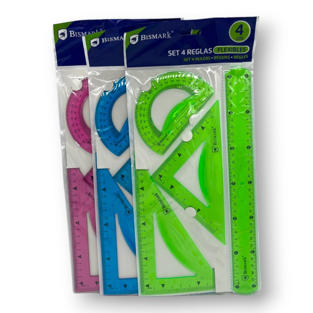 Bismark Flex Linjal Sett 4stk Div.Farger
