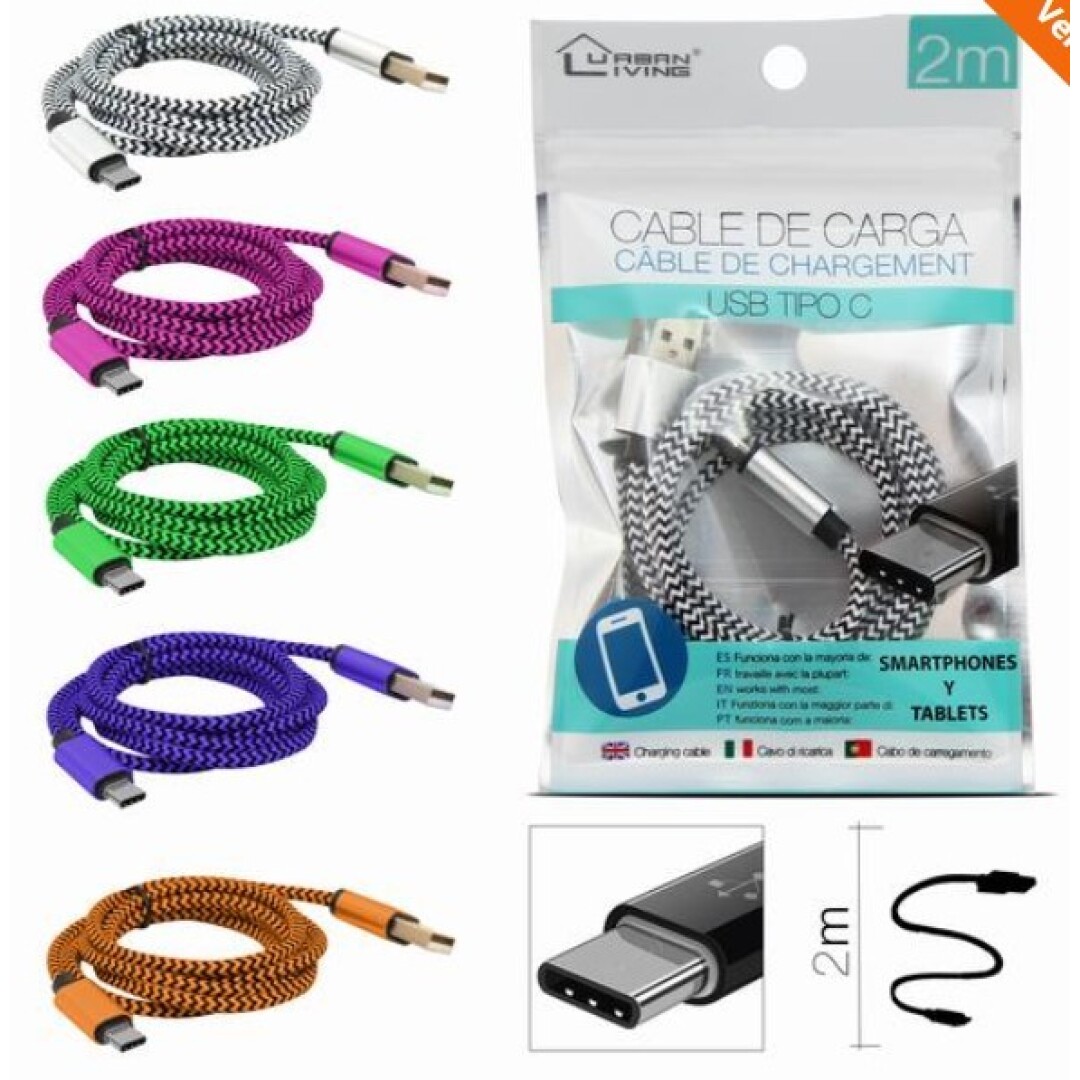 Urban Living Ladekabel USB Type C 2m Div.Farger