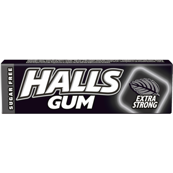 Halls Gum Extra Strong Sugar Free 14g