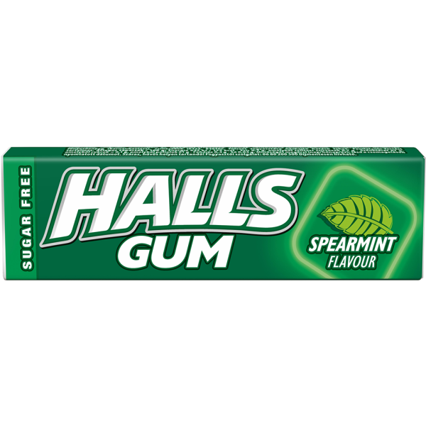 Halls Gum Spearmint Sugar Free 14g