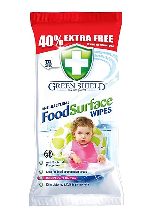GreenShield Anti-Bacterial Food Surface Wipes 70stk