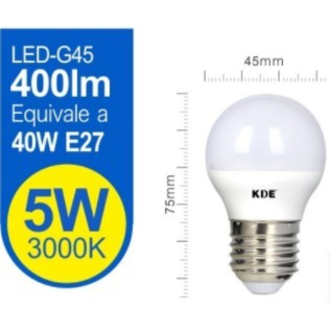 G45 Lyspære LED 5W E27 Varmhvit