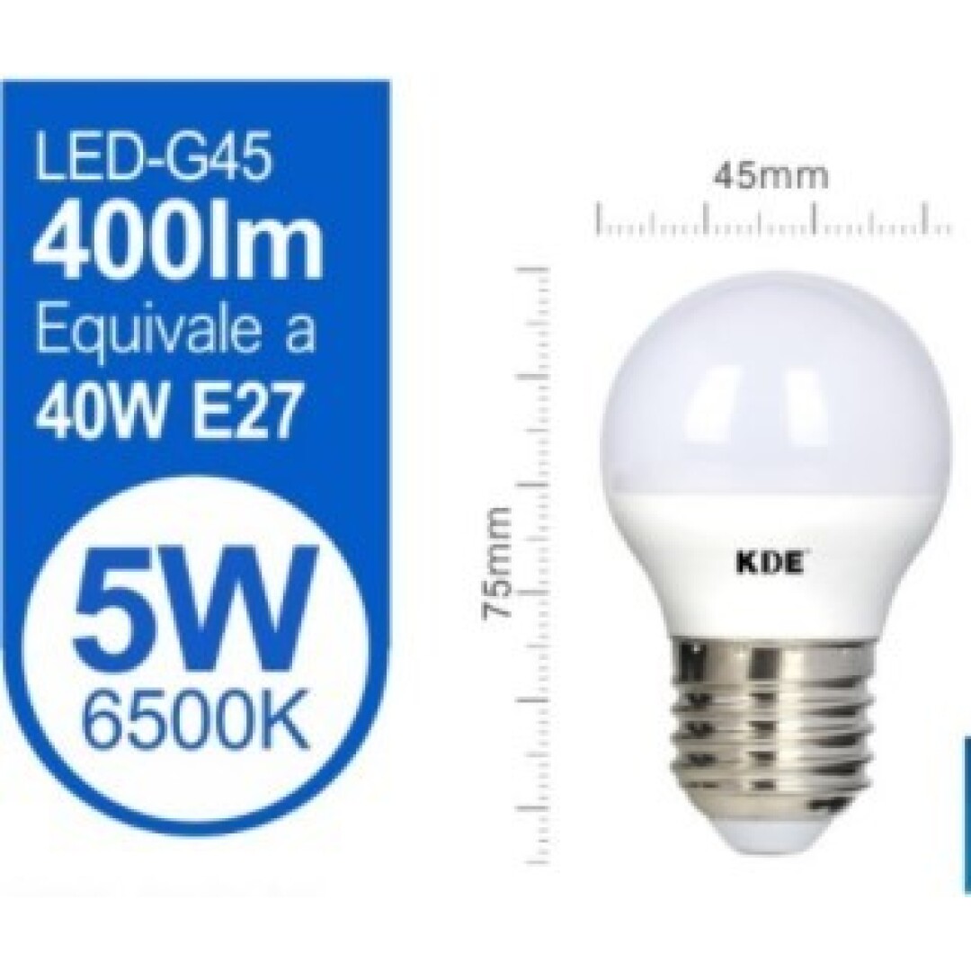 G45 Lyspære LED 5W E27 Ishvit