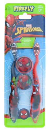Firefly Spiderman Toothbrush w/Cap 2pk