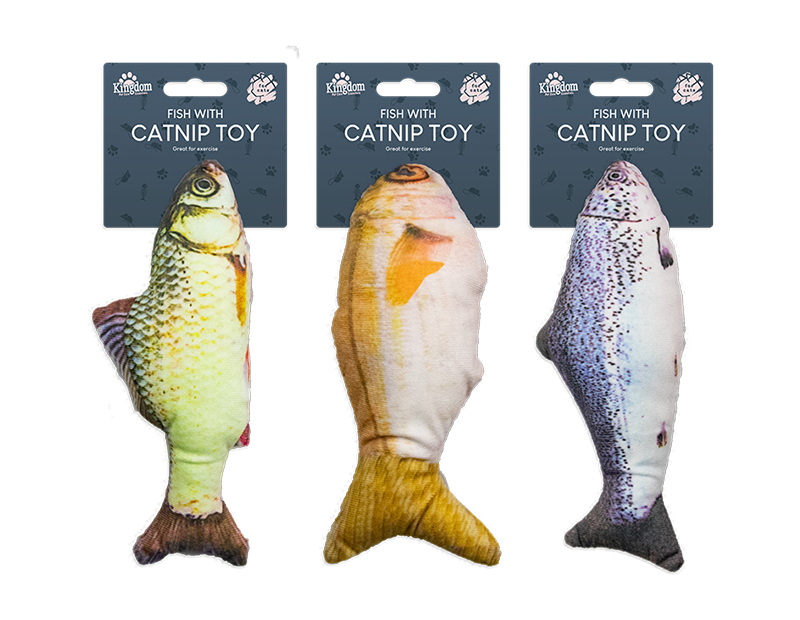 Kingdom Fish Toy w/Catnip Div.Farger