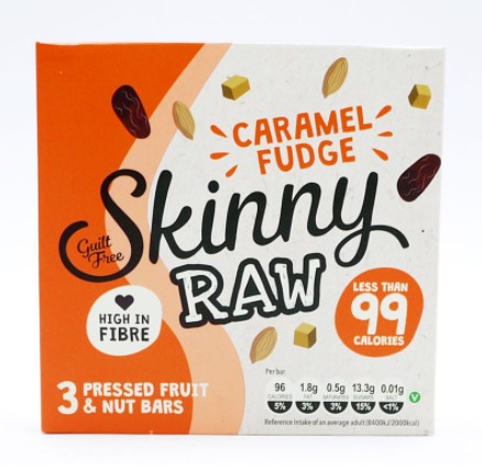 Skinny Raw Caramel Fudge Fruit & Nut Bar 3x28g