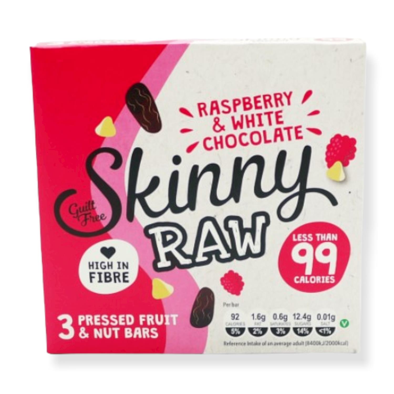 Skinny Raw Raspberry White Fruit & Nut Bar 3x28g