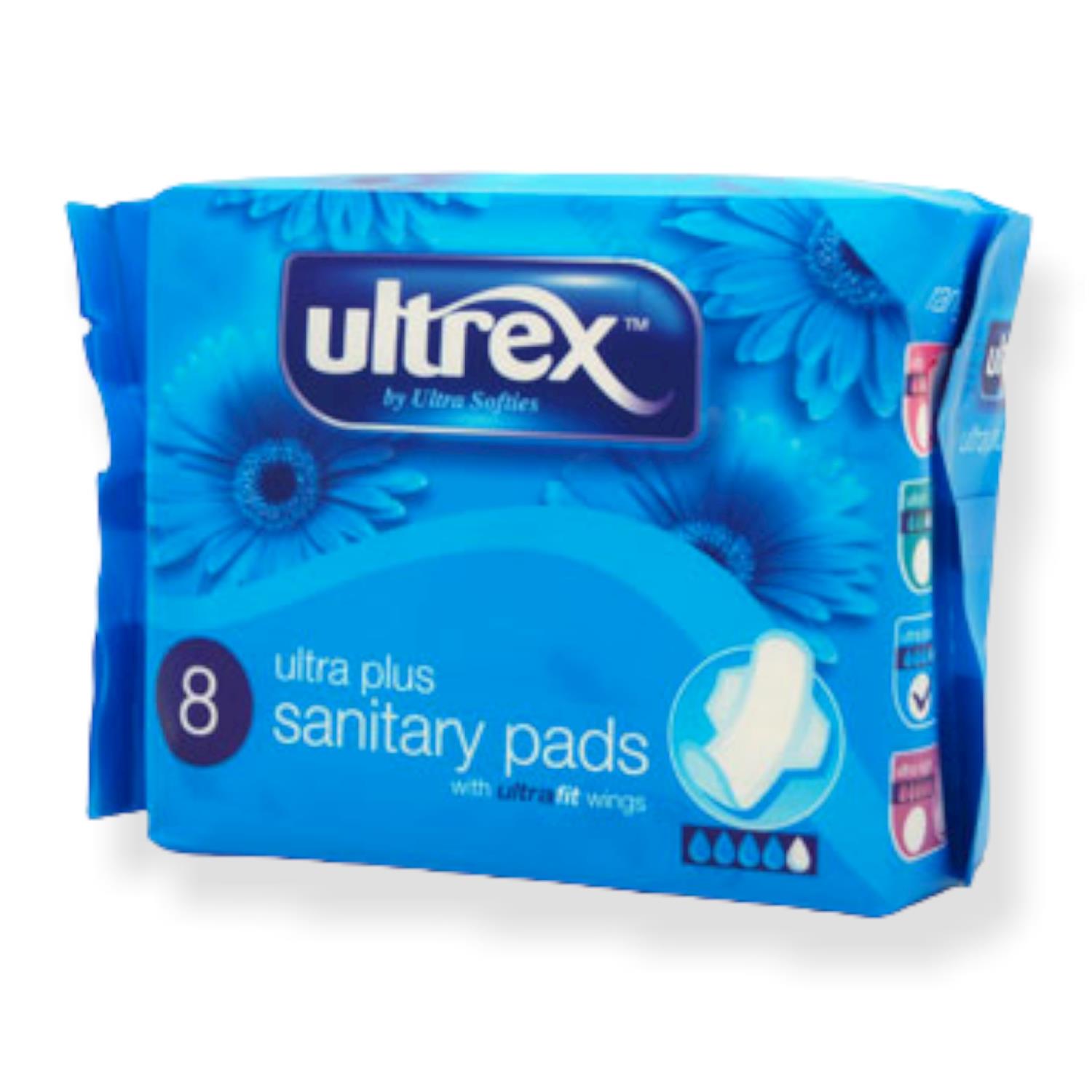 Ultrex Plus Sanitary Pads w/Ultra Fit Wings 8pk