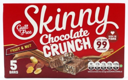 Skinny Crunch Fruit & Nut Chocolate Bar 5x24g