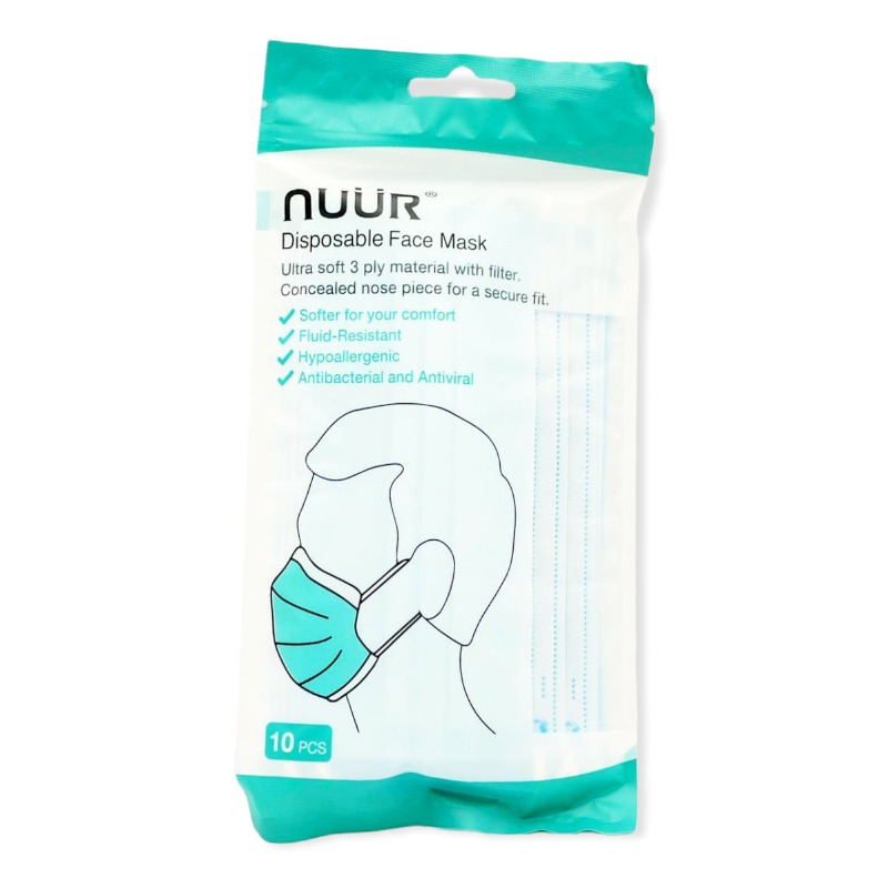 Nuur Disposable Face Mask 3ply 10pk