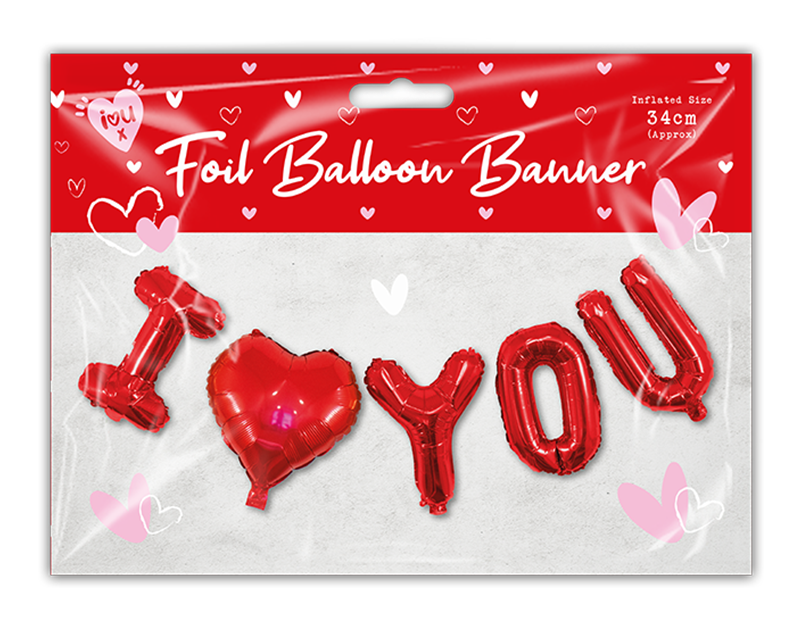 Valentine's Day "I Love You" Balloon Banner 34cm