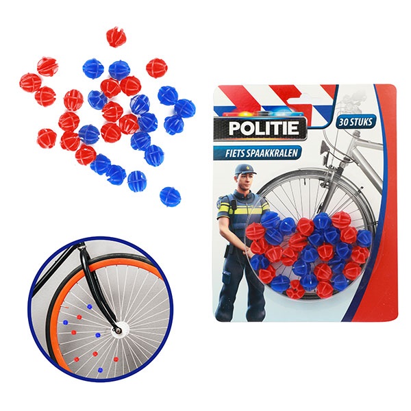 Police Bicycle Spoke Beads Red & Blue 30pk