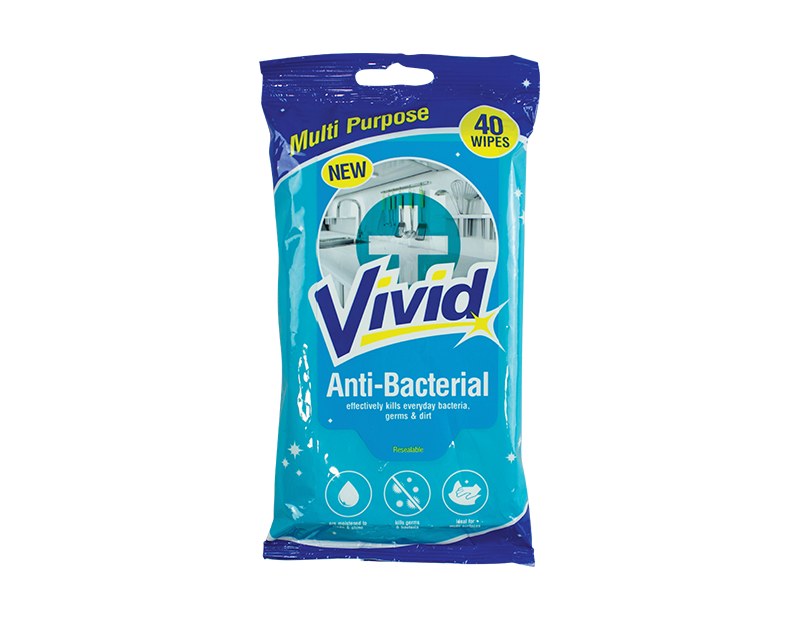 Vivid Anti-Bacterial Wipes 40pk