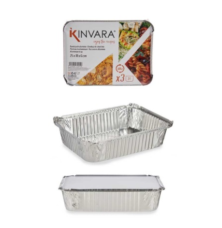 Kinvara Aluminium Form m/Lokk 25,5x19x6,8cm 3stk